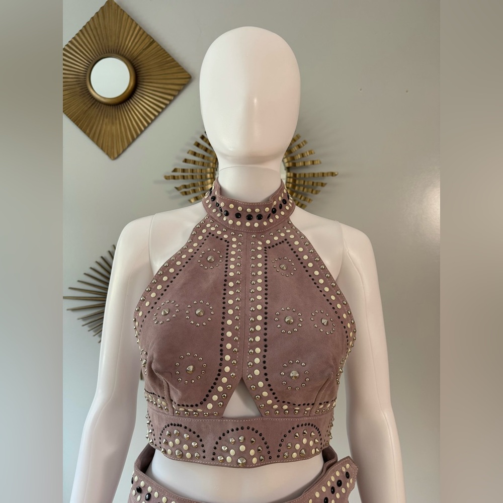 Nasty Gal - Lilac Sisters of the Moon Studded Suede Skirt & Top Set - Picture 8 of 17
